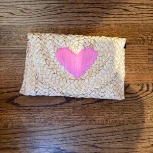 Woven Clutch with Pink Heart